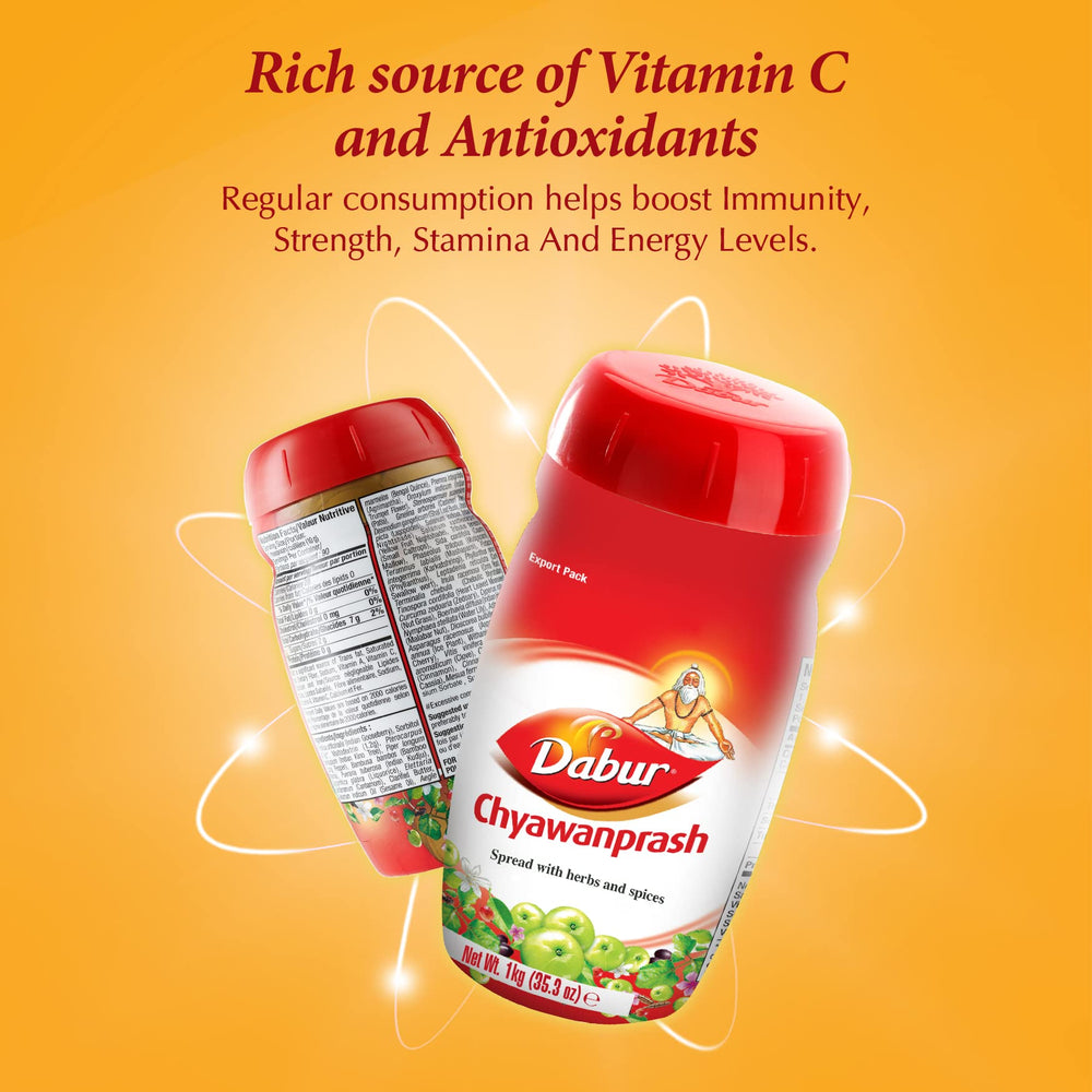 Close-up of Dabur Chyawanprash Spread ingredients including amla and giloy