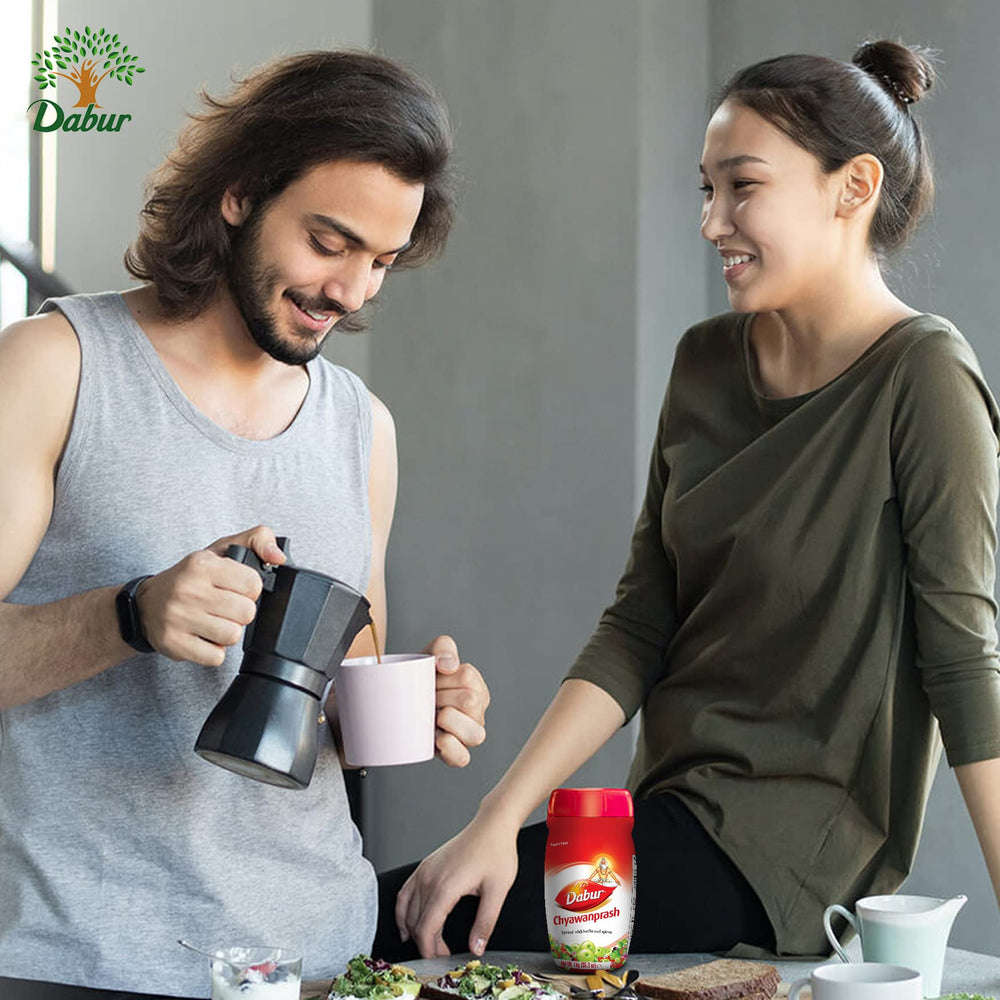 Dabur Chyawanprash Spread spoon serving a small portion for daily use