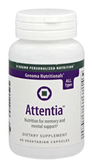 D'Adamo Attentia bottle close-up emphasizing brain function.