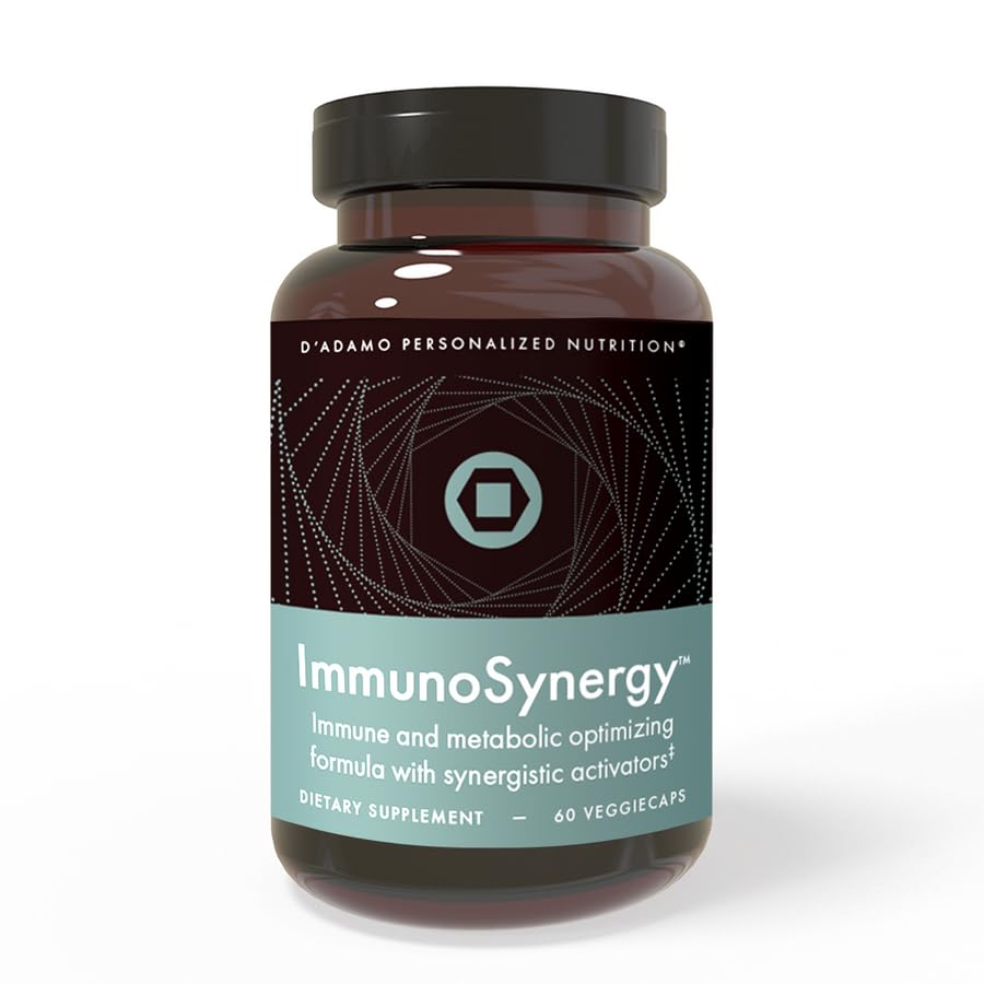 D'Adamo ImmunoSynergy bottle front highlighting immune support label.