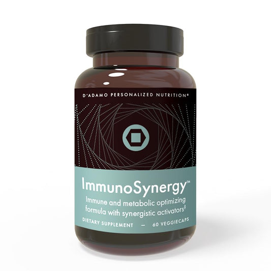 D'Adamo ImmunoSynergy bottle front highlighting immune support label.