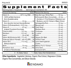 D'Adamo Polyvite bottle highlighting immune and neurovascular support for Blood Type B