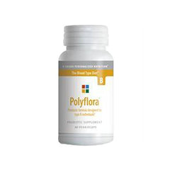 D'Adamo Polyflora B bottle front view; 120 vegetarian capsules for daily probiotic use.