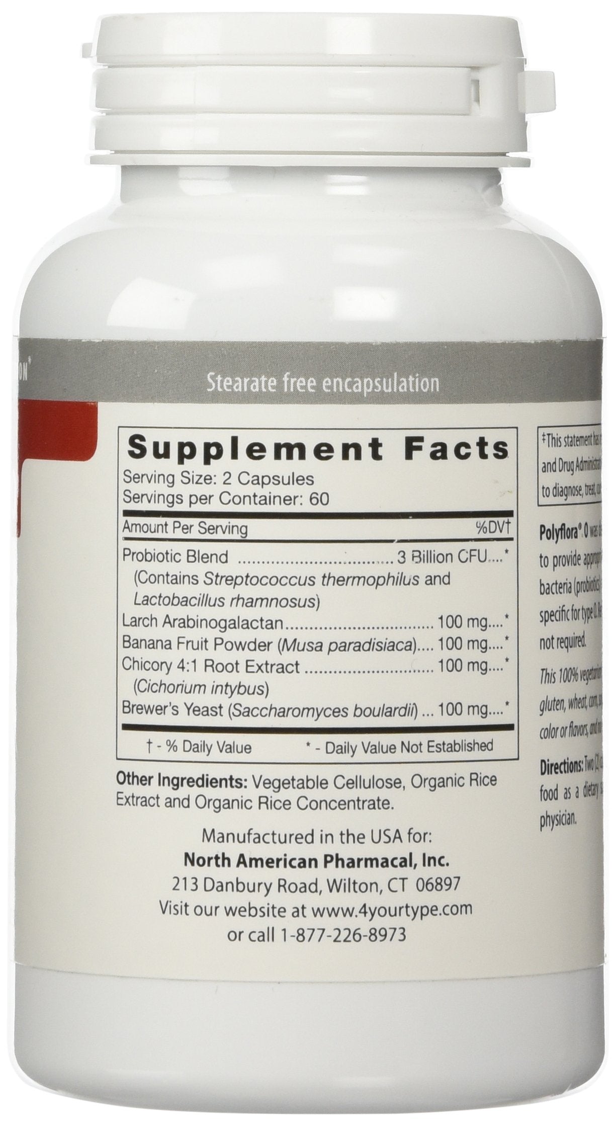 D'Adamo Polyflora O capsules closeup highlights probiotic blend aiding digestion and nutrient absorption