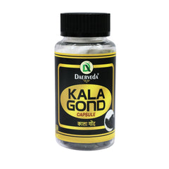 Daerveda Kala Gond Capsule bottle front shows pure Ayurvedic formula for daily use.
