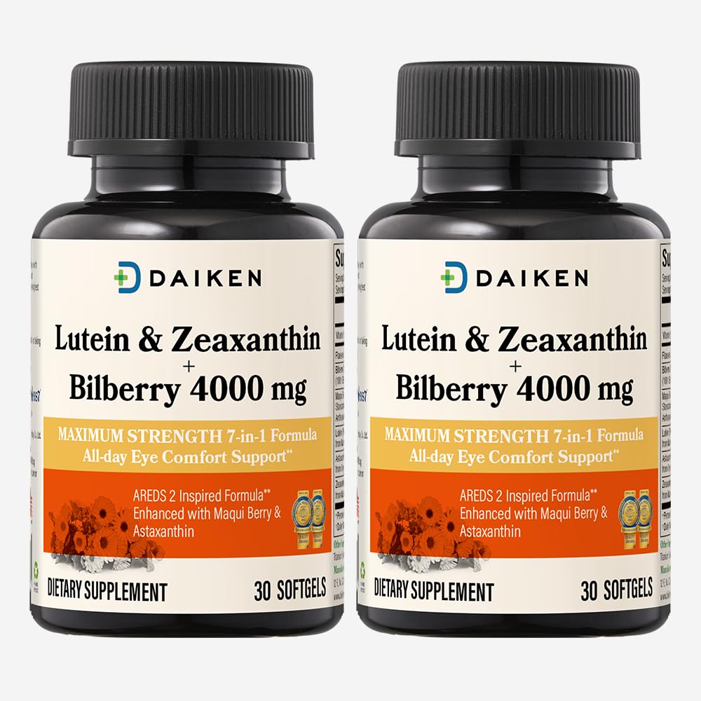 DAIKEN Lutein and Zeaxanthin bottle front view for daily eye support.
