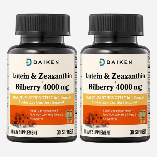 DAIKEN Lutein and Zeaxanthin bottle front view for daily eye support.