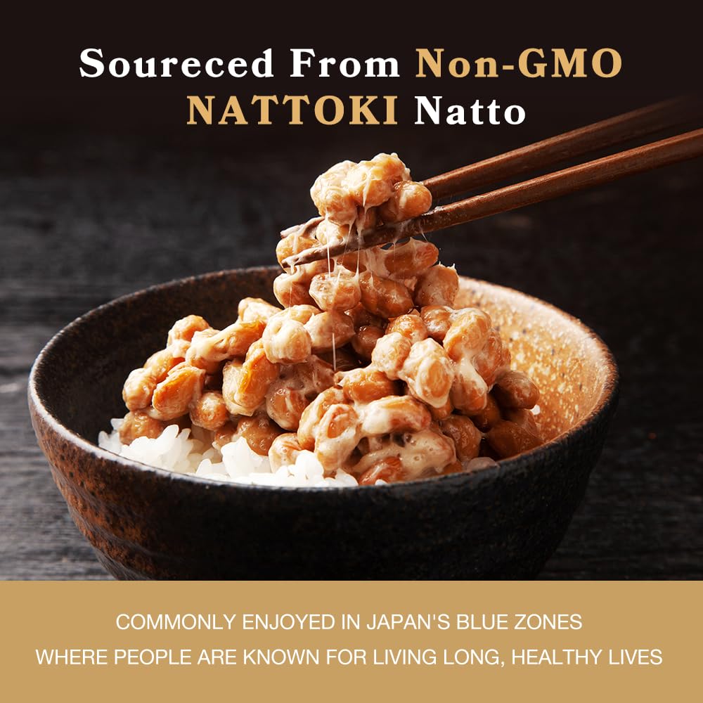DAIKEN nattokinase capsules closeup illustrating odorless, easy-to-swallow design