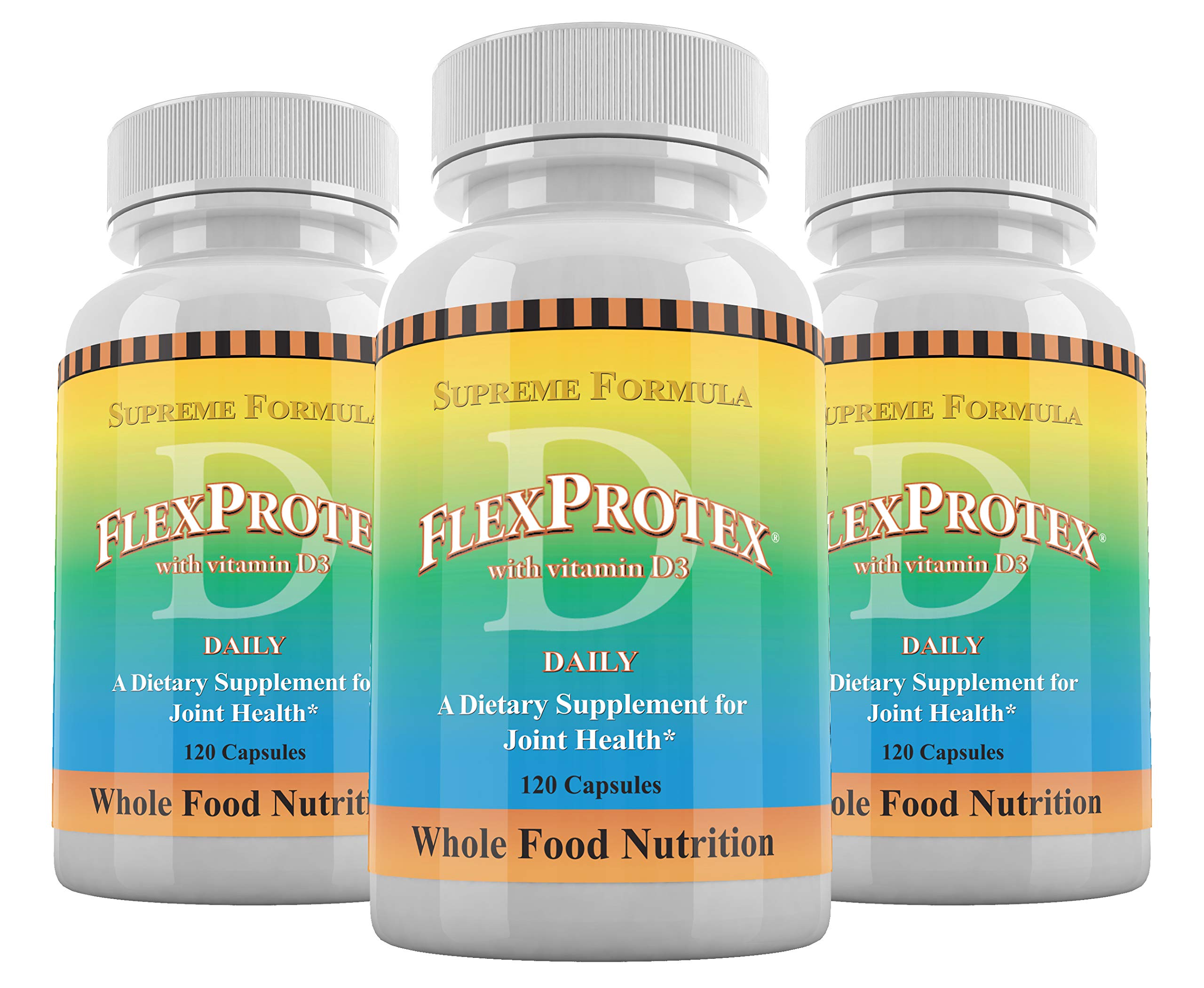 Daily Health FlexProtex D capsules close-up for easy daily joint support.