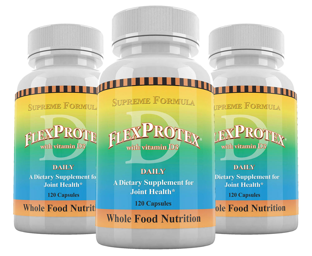 Daily Health FlexProtex D capsules close-up for easy daily joint support.