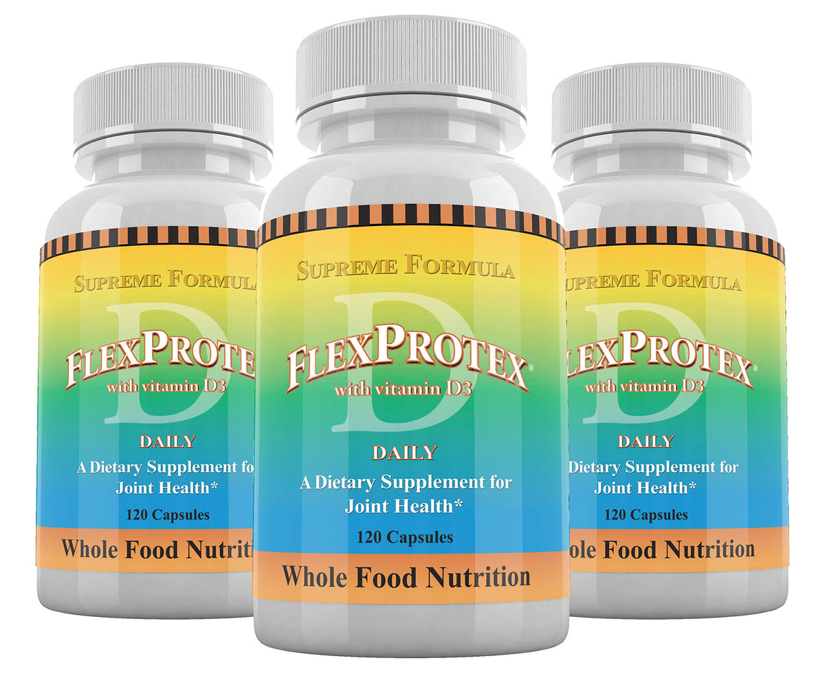 Daily Health FlexProtex D capsules close-up for easy daily joint support.