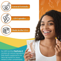Daily Health FlexProtex D dosage illustration showing morning and evening intake