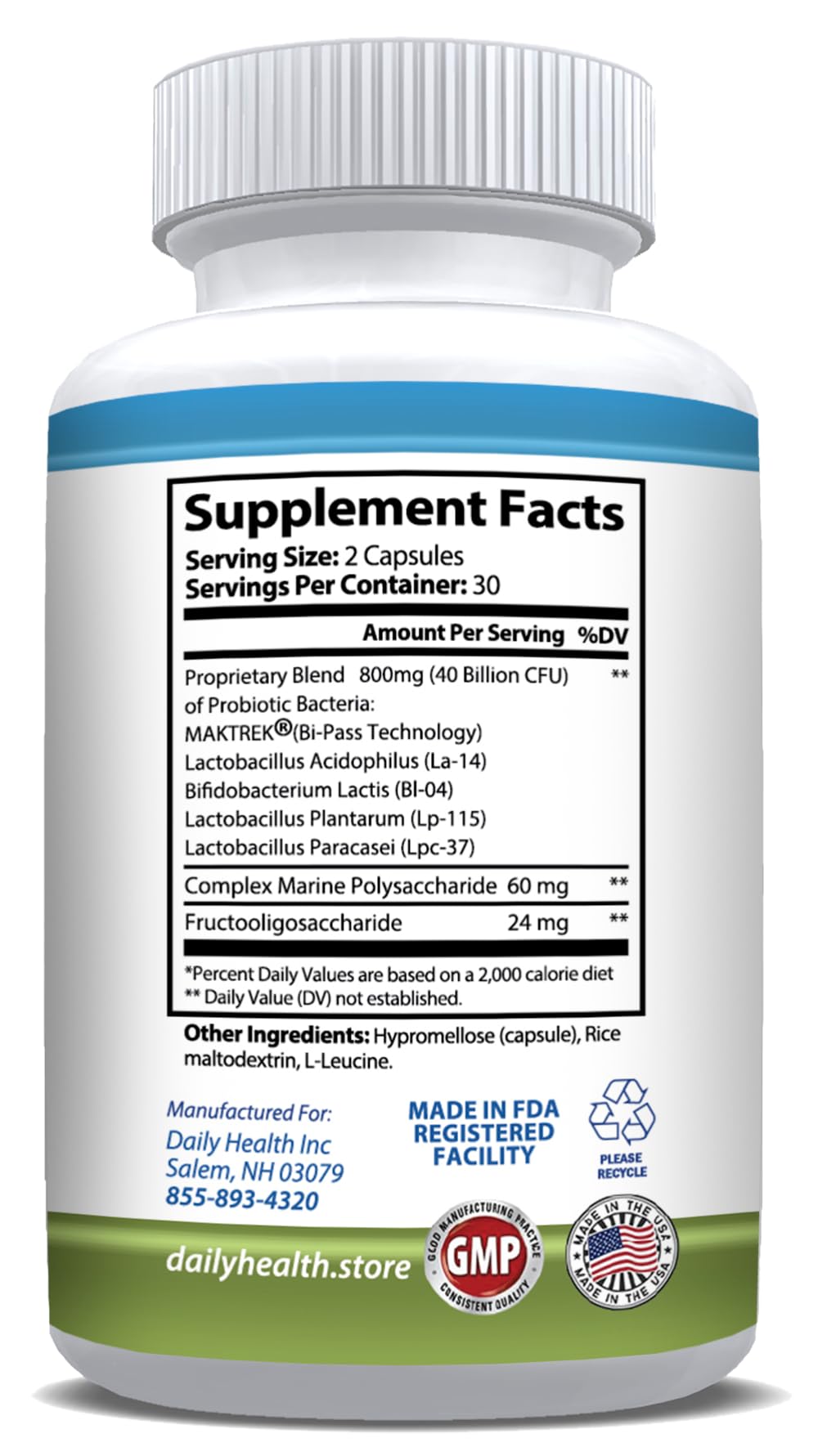 Daily Health Probiotic Bifidobacterium lactis immune support close-up