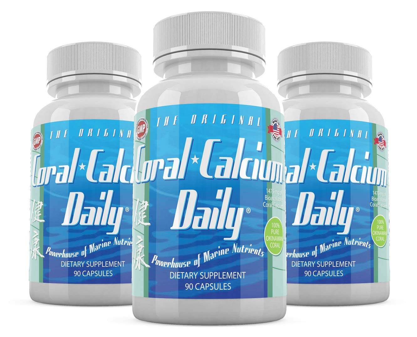 Daily Health Pure Okinawa Coral Calcium bottle front showing minerals for daily wellness.