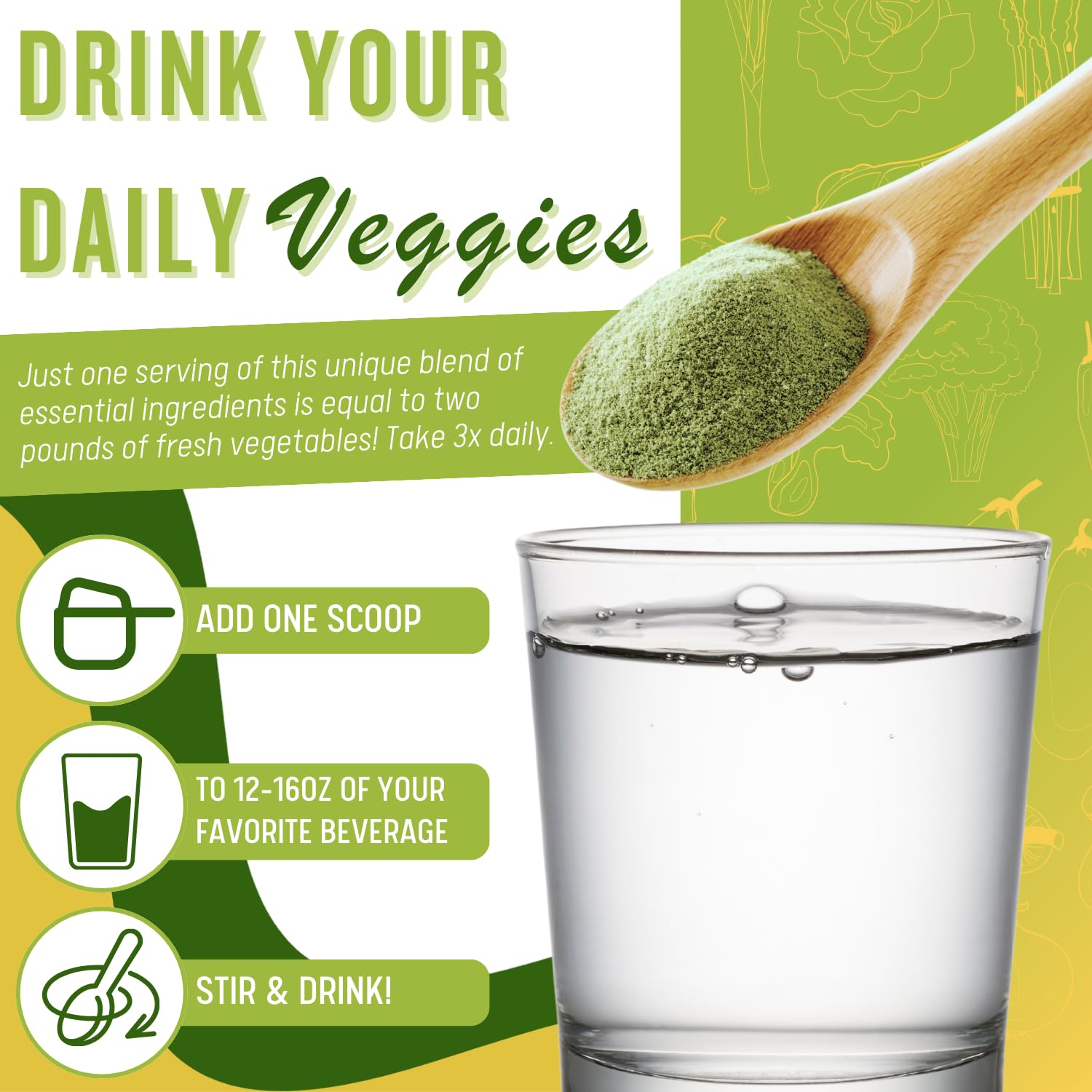Daily Health Ultimate Greens Powder vegan-friendly label on packaging.