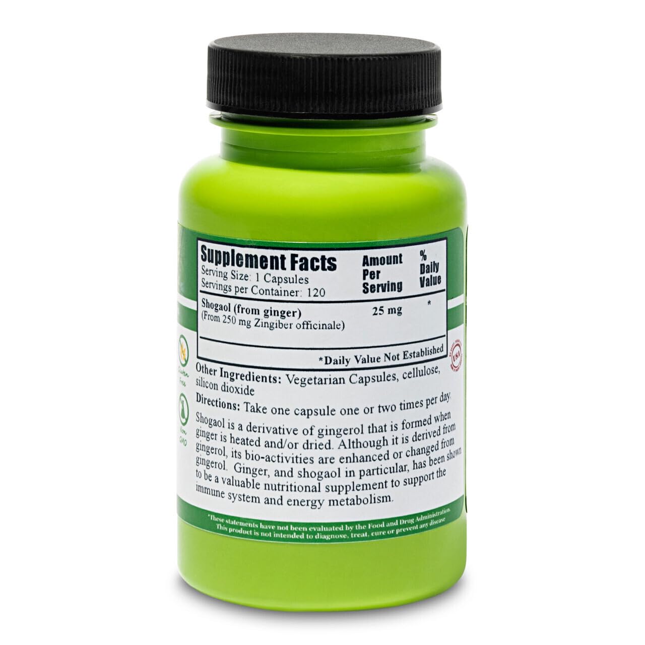 Daily Manufacturing 6-Shogaol capsules close-up, vegan and gluten-free.