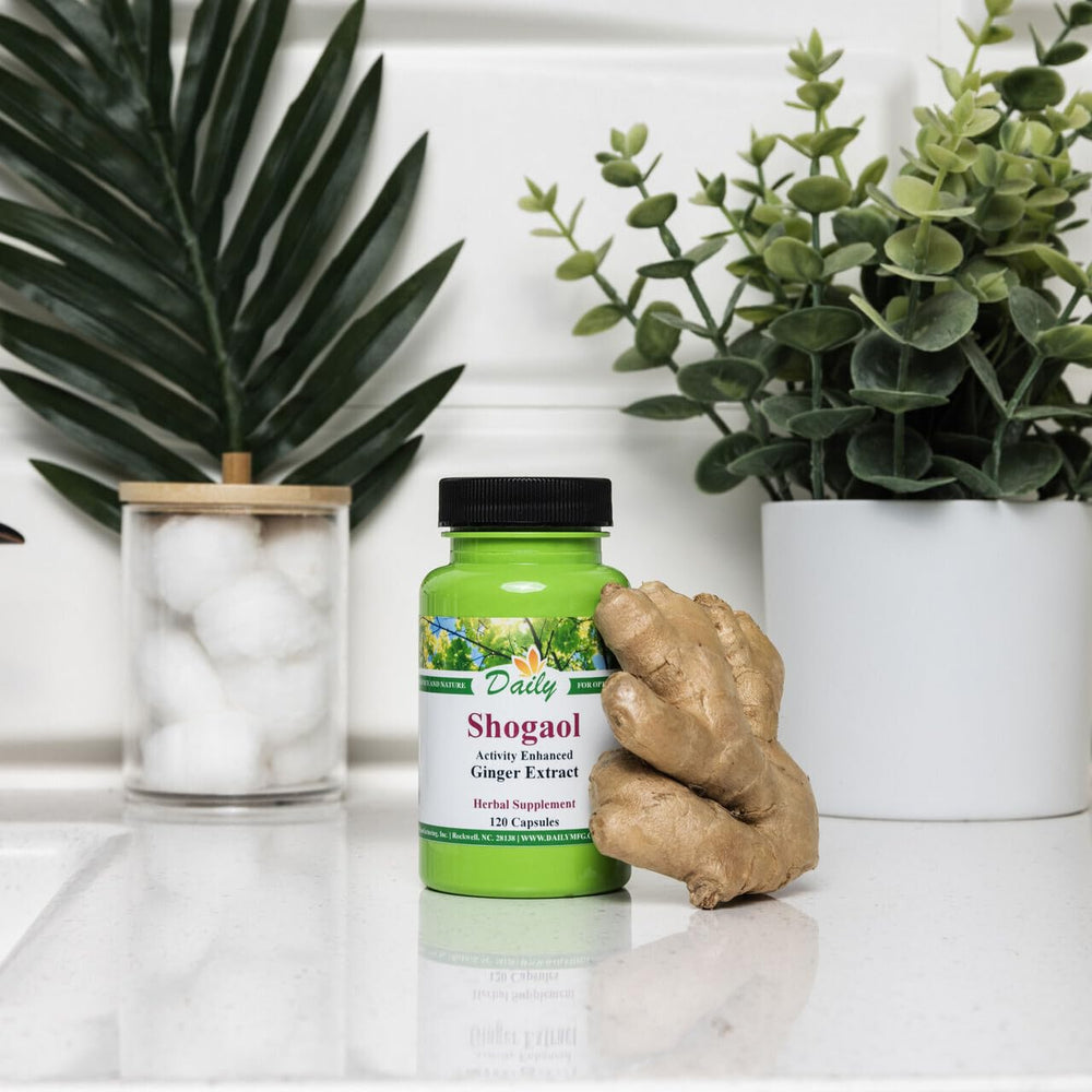 Daily Manufacturing label shows non-GMO ginger derivative.