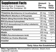 Daily Manufacturing Activated B-Complex capsules close-up showing active vitamins for efficient metabolism