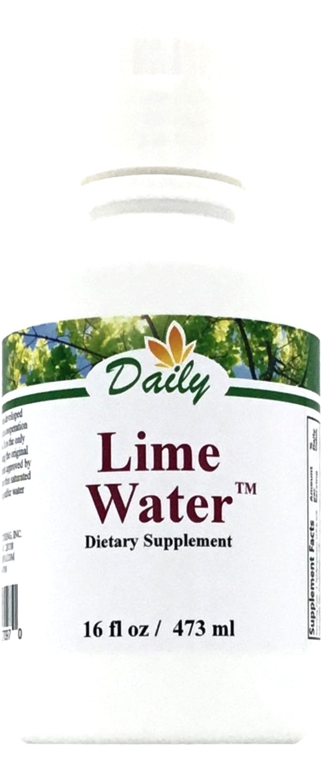 Daily's Lime Water bottle on a kitchen counter, highlighting a calcium-rich hydration option.