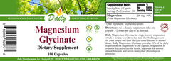 Daily Manufacturing Magnesium Glycinate label highlights kosher and vegan credentials.