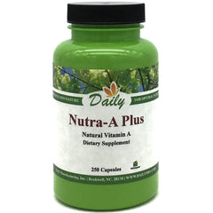 Nutra-A Plus bottle by Daily Manufacturing showing vegan vitamin A support for daily wellness.