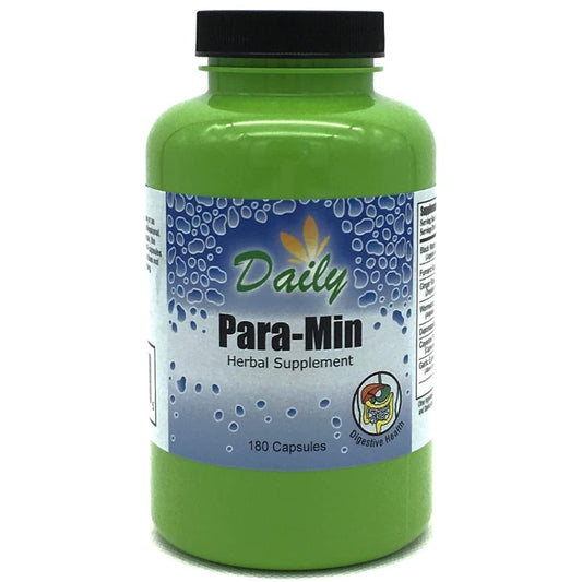 Daily Manufacturing para-Min bottle with capsules for a vegan, gluten-free daily routine