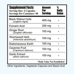 Daily Manufacturing para-Min ingredients chart highlighting the natural blend for daily use