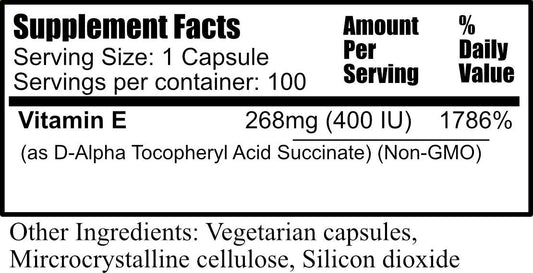 Daily Manufacturing Vitamin E Dry capsules highlighting non-GMO formula for antioxidant support.
