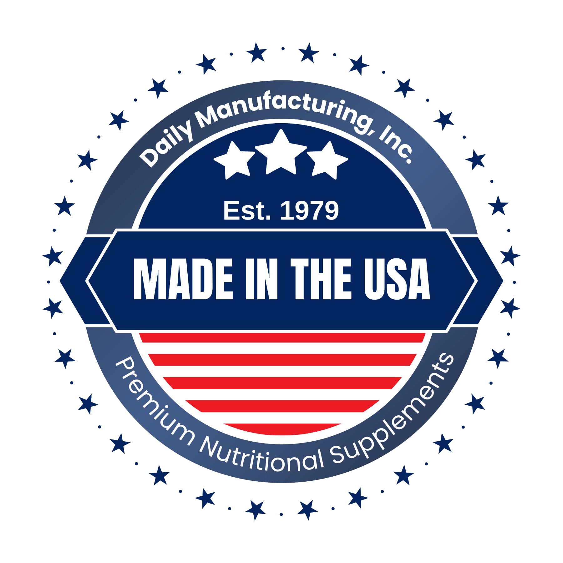 Daily Manufacturing Vitamin E Dry manufacturing facility image showcases USA-made quality and safety.