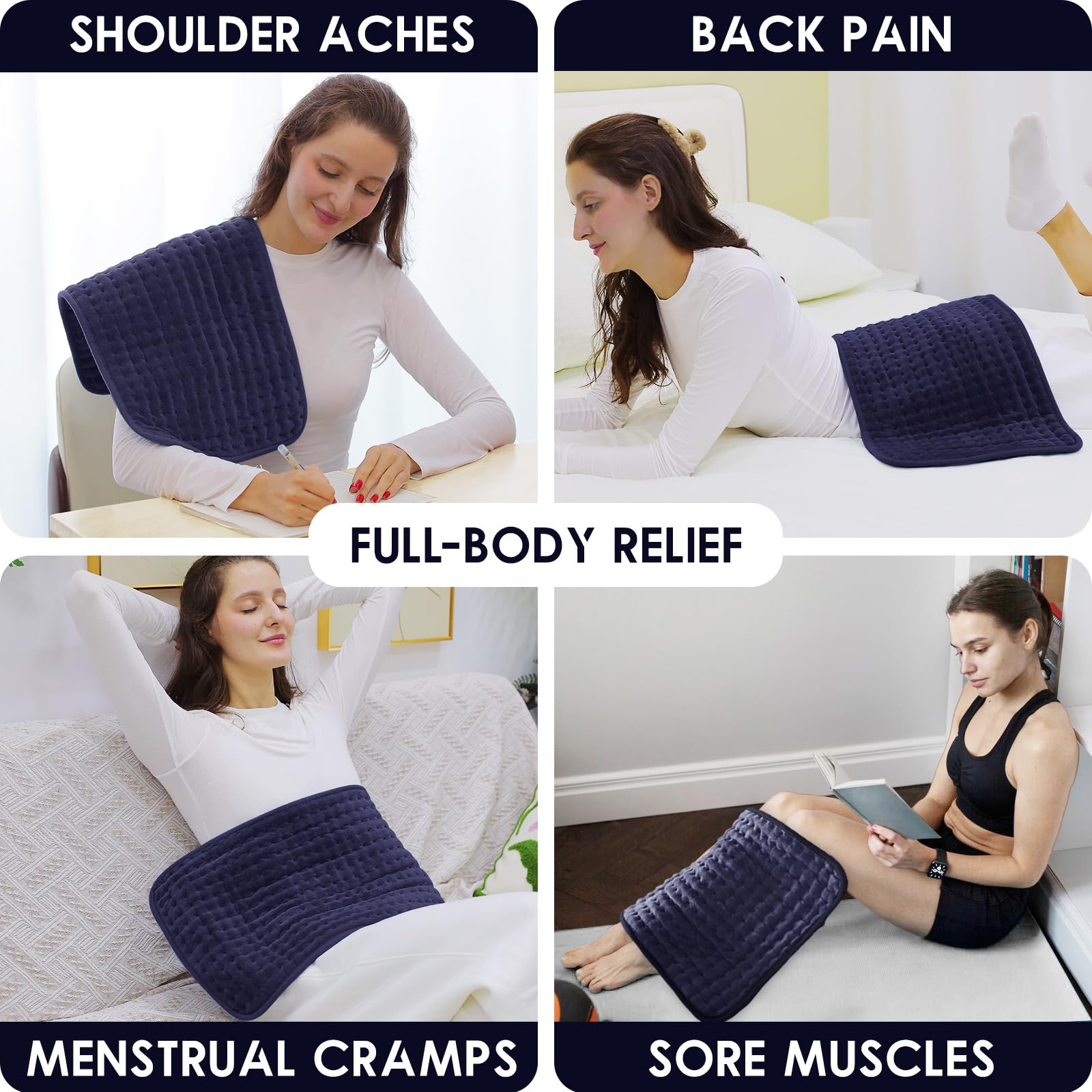 DAILYLIFE heating pad with 6 heat settings for customizable comfort.