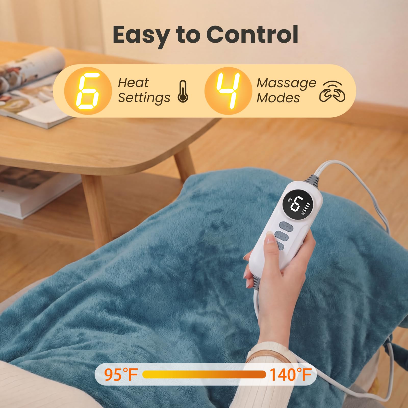 Auto-off feature illustrated with safety timer for worry-free use.