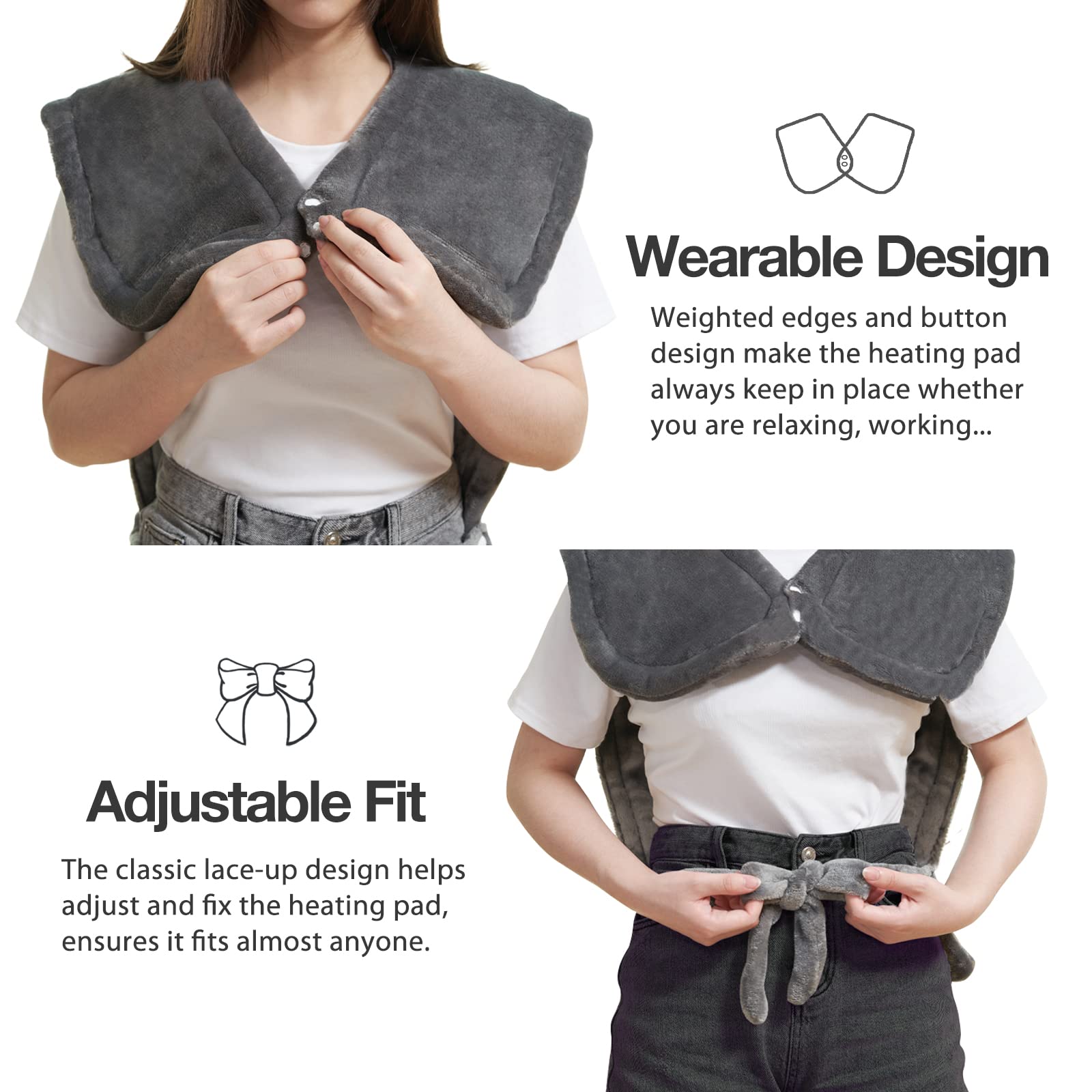 DAILYLIFE gray fabric blends with decor while soothing muscles.