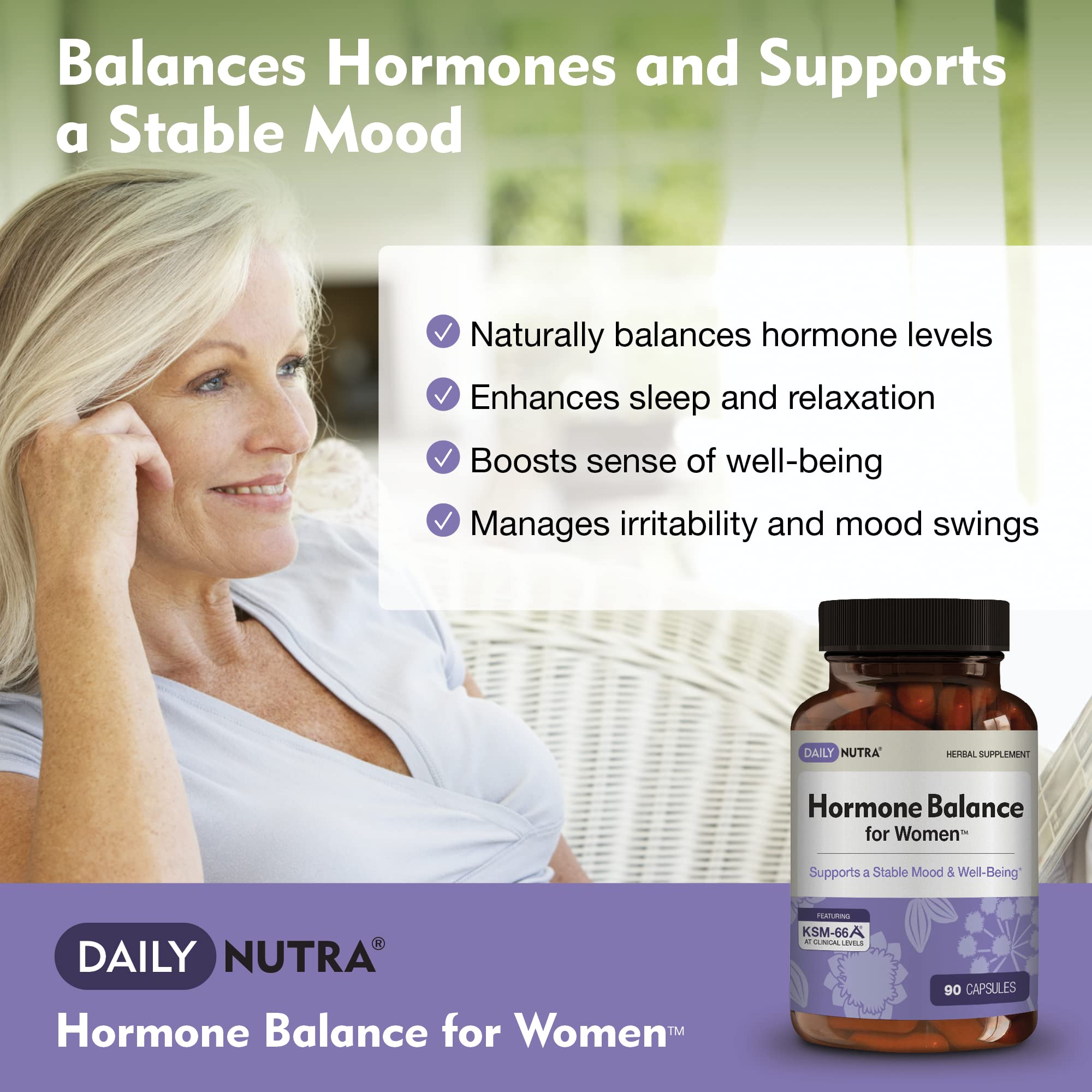 DailyNutra Hormone Balance capsules close-up highlights capsule texture and daily mood support