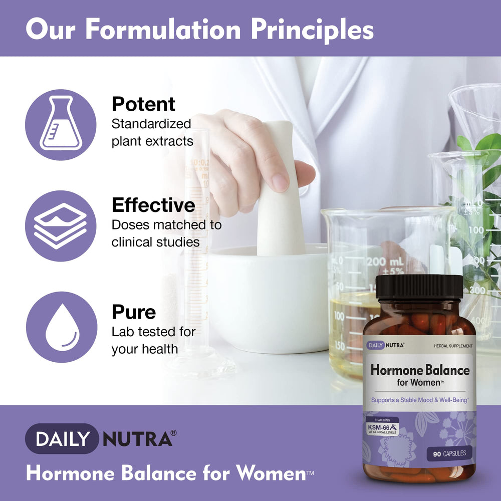 DailyNutra Hormone Balance label view conveys purity and standardized extracts
