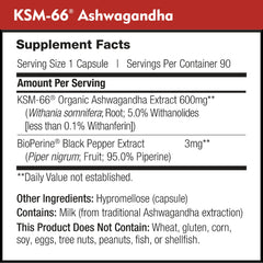 DailyNutra KSM-66 Ashwagandha back label details dosage and purity