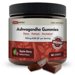 DailyNutra KSM-66 Ashwagandha Gummies bottle showcases convenient relaxation and focus support.