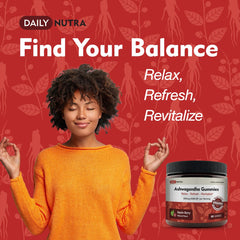 DailyNutra KSM-66 gummies stacked for easy daily calm and renewed energy.