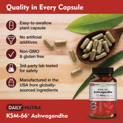 DailyNutra KSM-66 Ashwagandha organic certification seal signals trusted sourcing