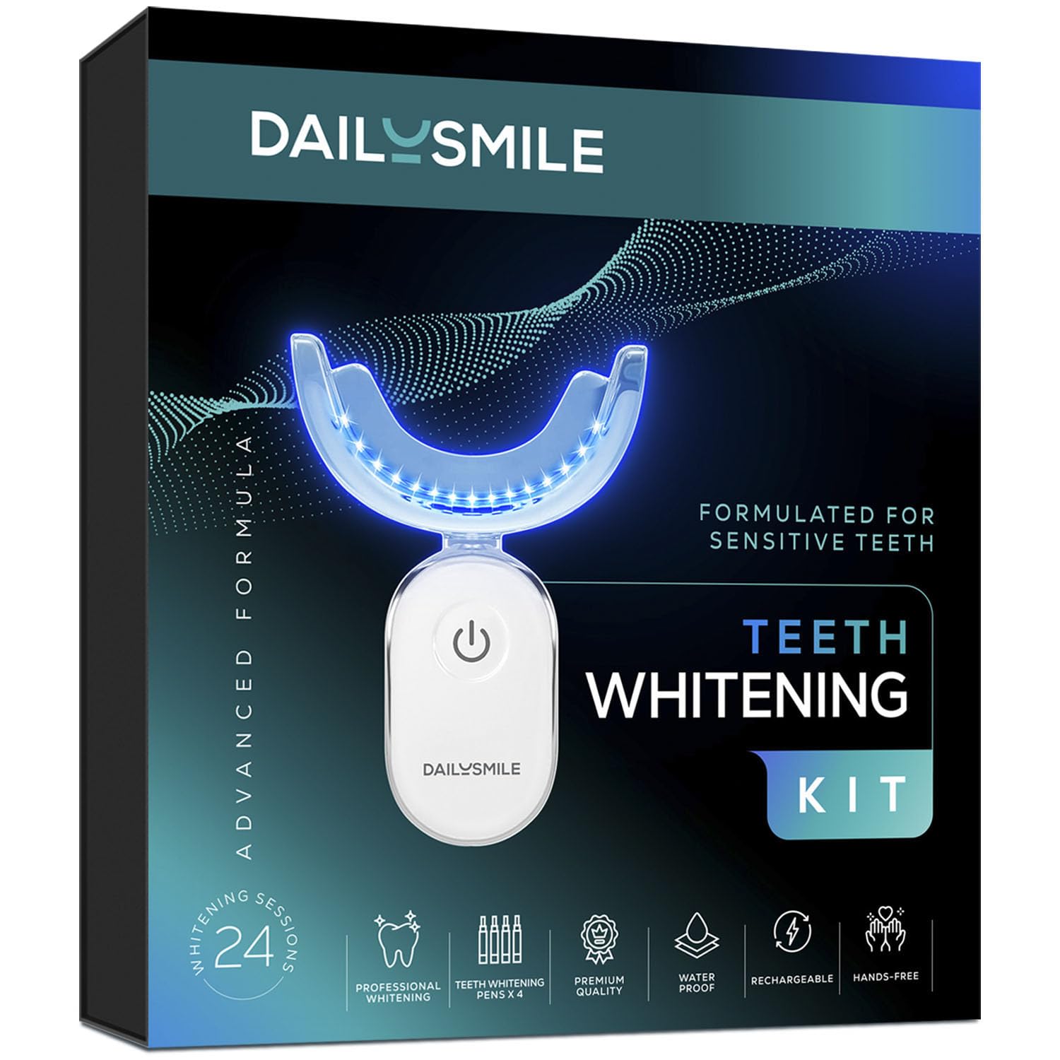 DailySmile Teeth Whitening Kit with LED—front view for convenient at-home whitening.