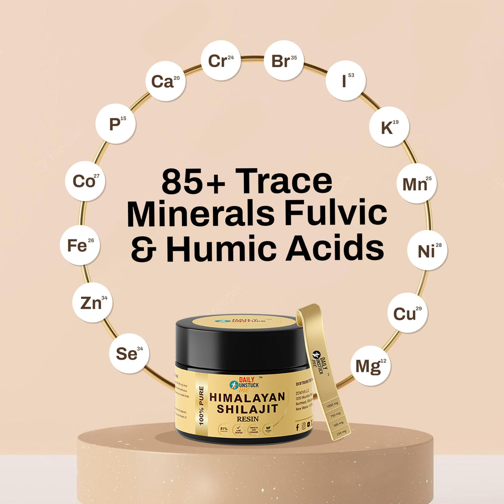 DAILY UNSTUCK ME Shilajit resin pea-sized dose dissolves quickly.