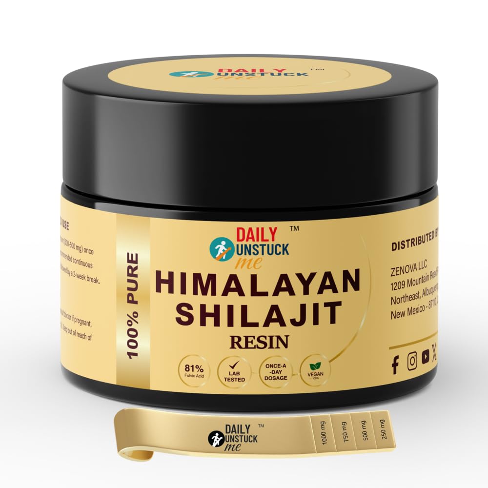 DAILY UNSTUCK ME Shilajit resin jar front for pure Himalayan energy support.