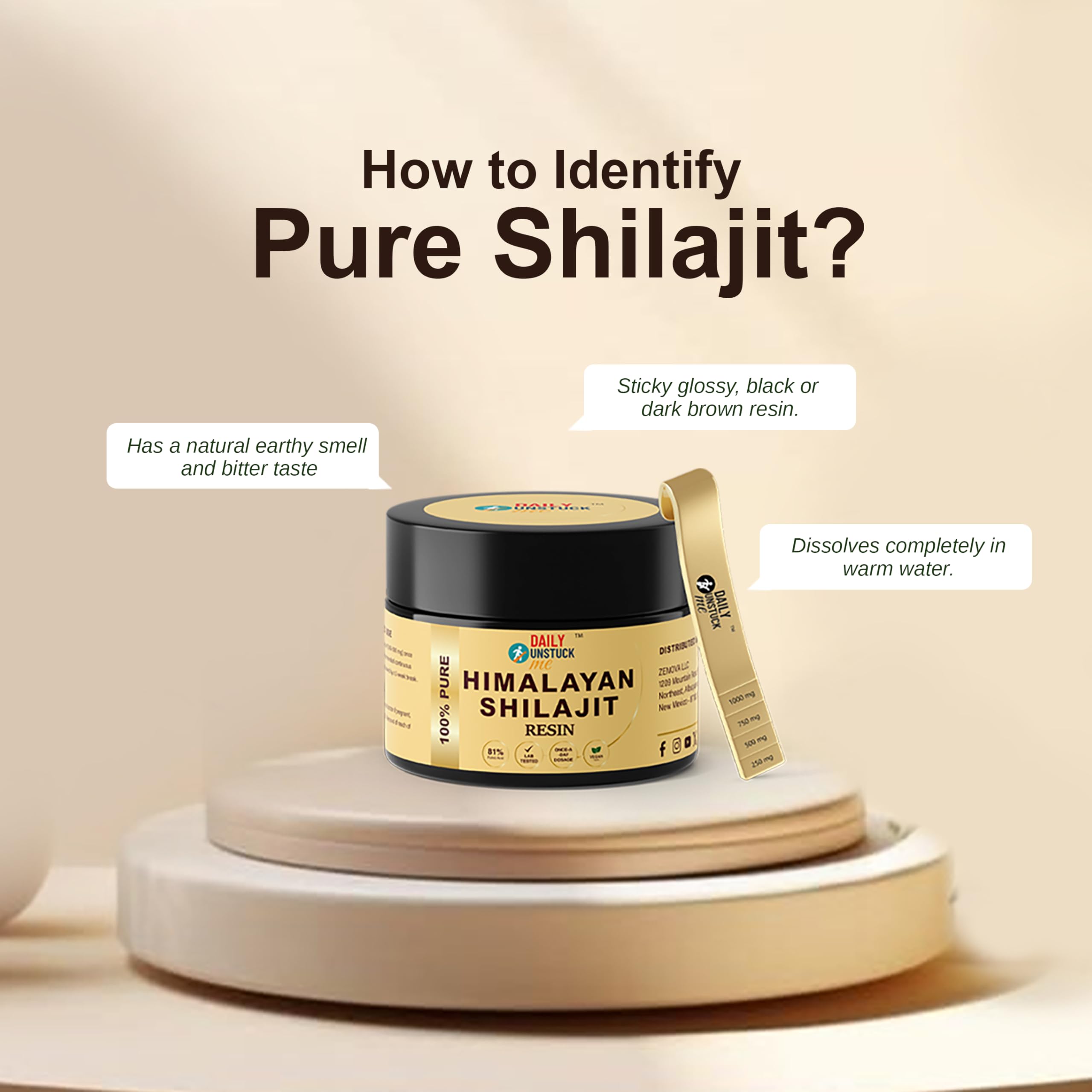 DAILY UNSTUCK ME lab-tested purity label highlights 81% fulvic acid content.
