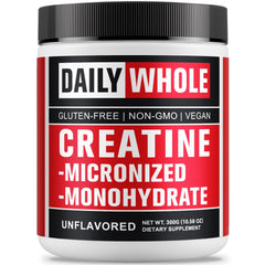 DailyWhole Organics creatine monohydrate powder tub front supports daily performance