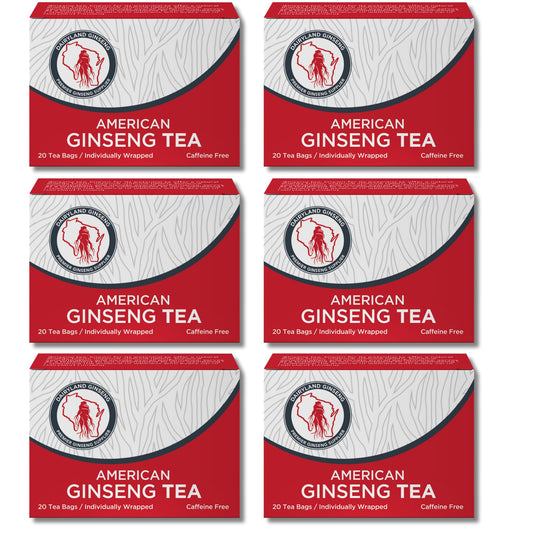 Dairyland American Ginseng Tea Bags packaging shows premium Wisconsin ginseng quality.