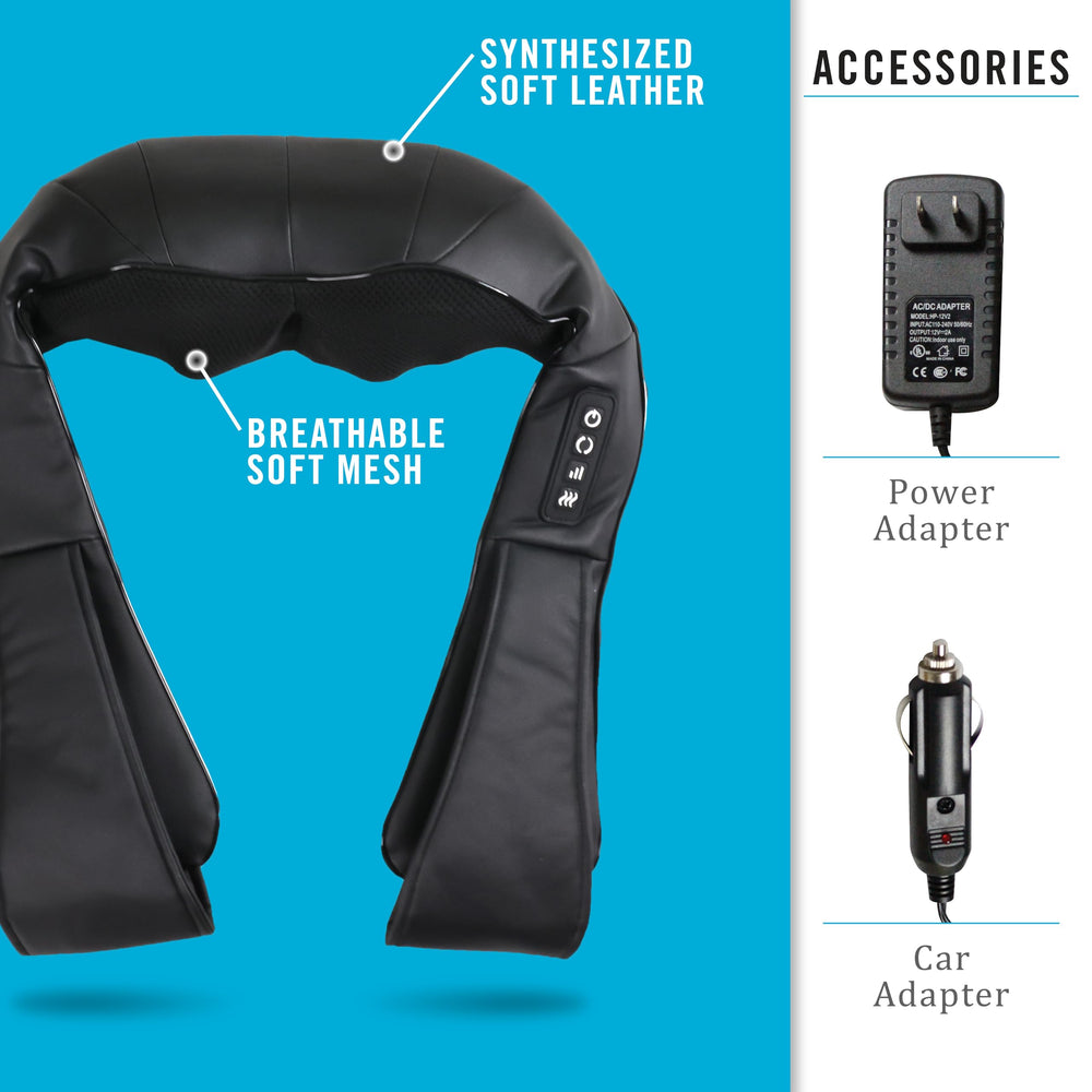 Eight rotating nodes deliver targeted kneading across neck and back.
