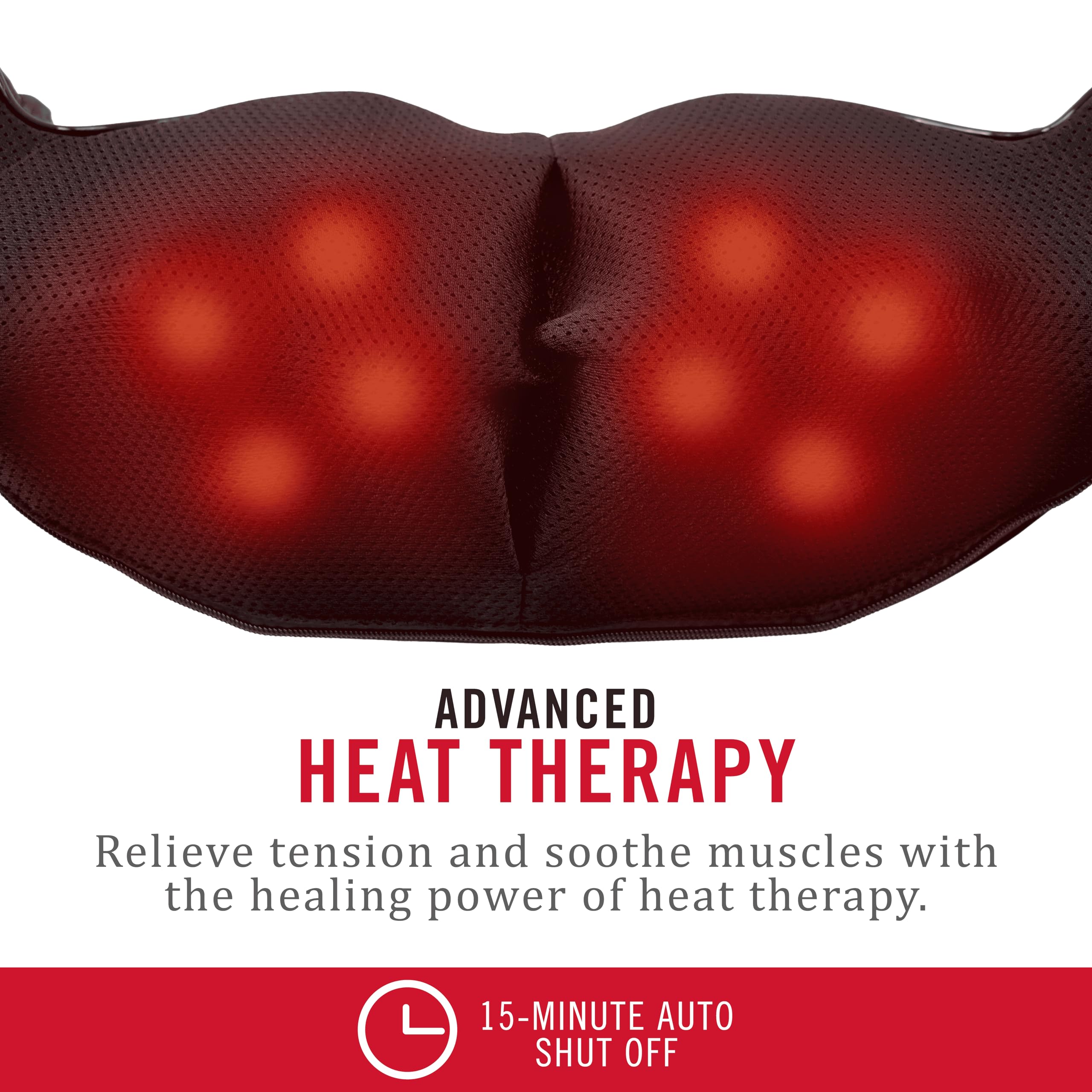 Ergonomic handle design aids precise pressure on neck and shoulders.