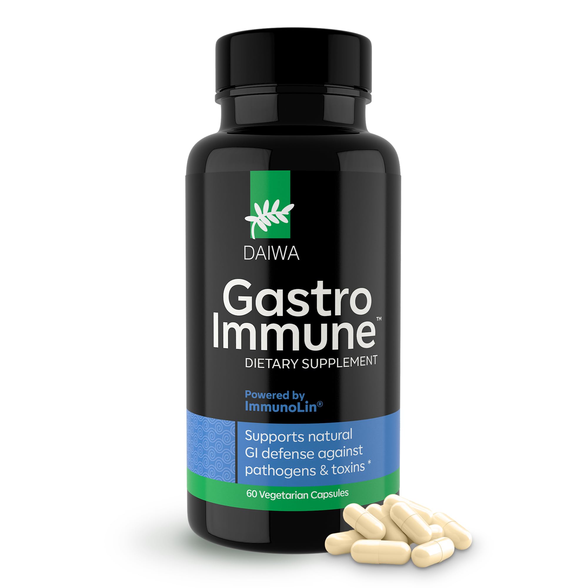 Daiwa GastroImmune bottle front showing Non-GMO labeling for digestive wellness.