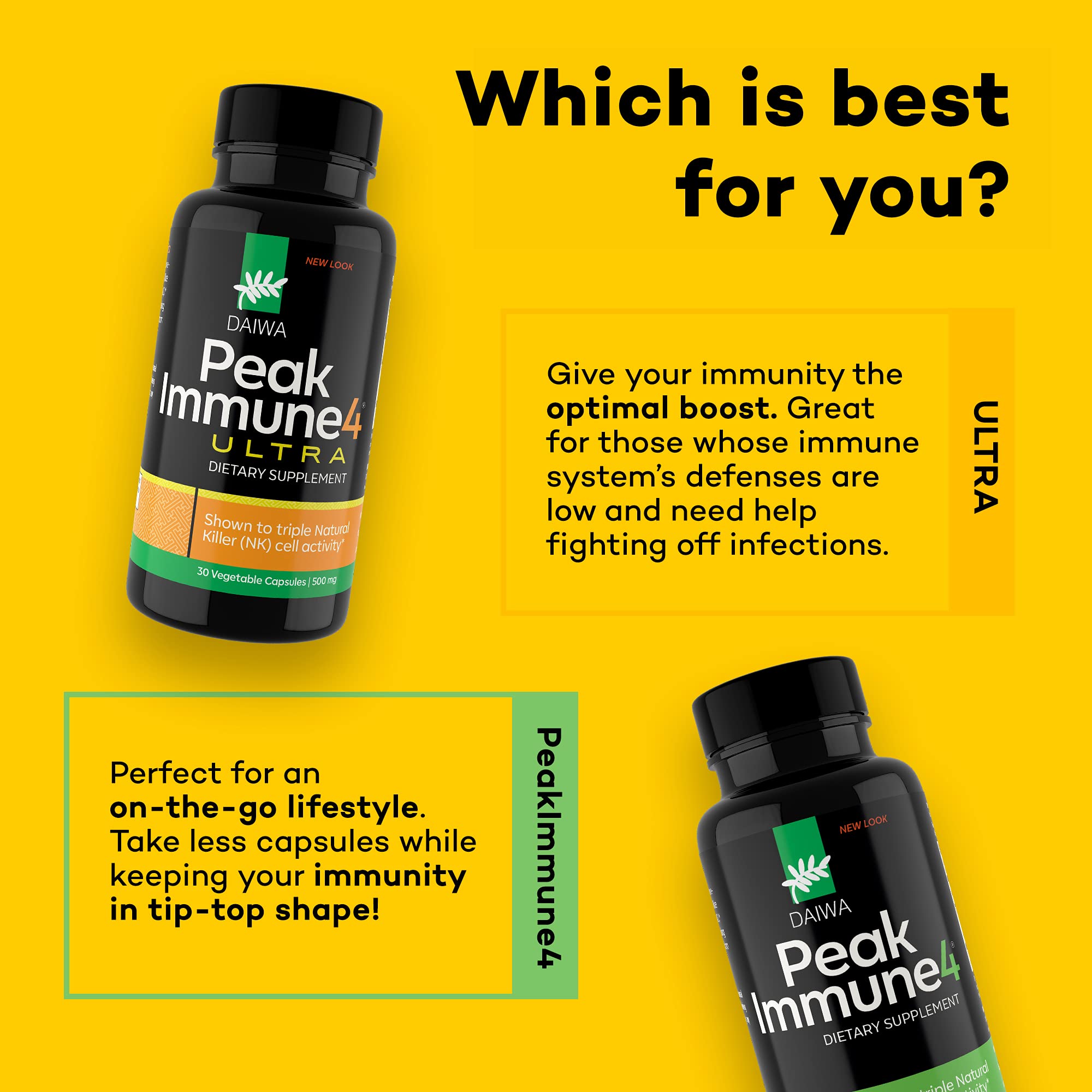 Daiwa PeakImmune4 packaging close-up shows branding and usage tips.