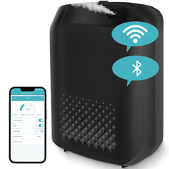 DAKISTF WiFi diffuser front view, sleek black design with hotel-grade fragrance feel