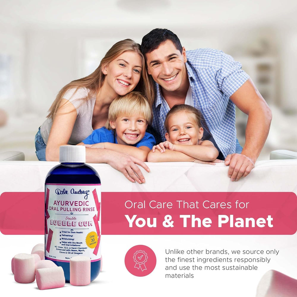 Dale Audrey bubble gum flavor swirl enhances daily mouthwash experience.